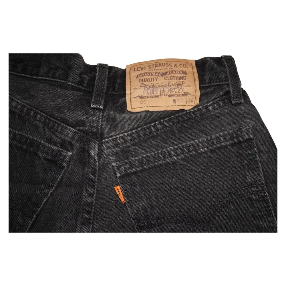 Vintage Levi's 851 Black Cutoff Shorts Made USA Orange Tab Frayed Raw Hem W28